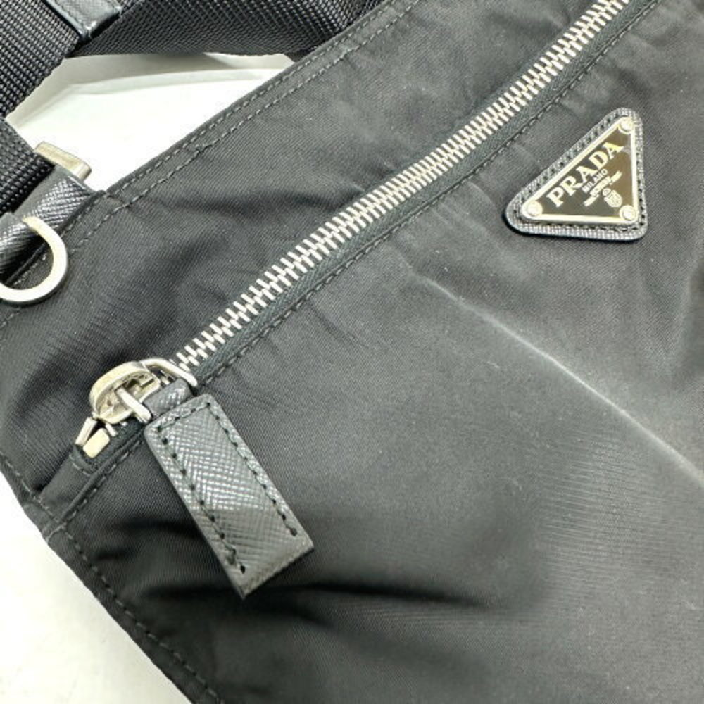 Prada Triangle Skull Flat Shoulder Bag Nylon Black - image 6